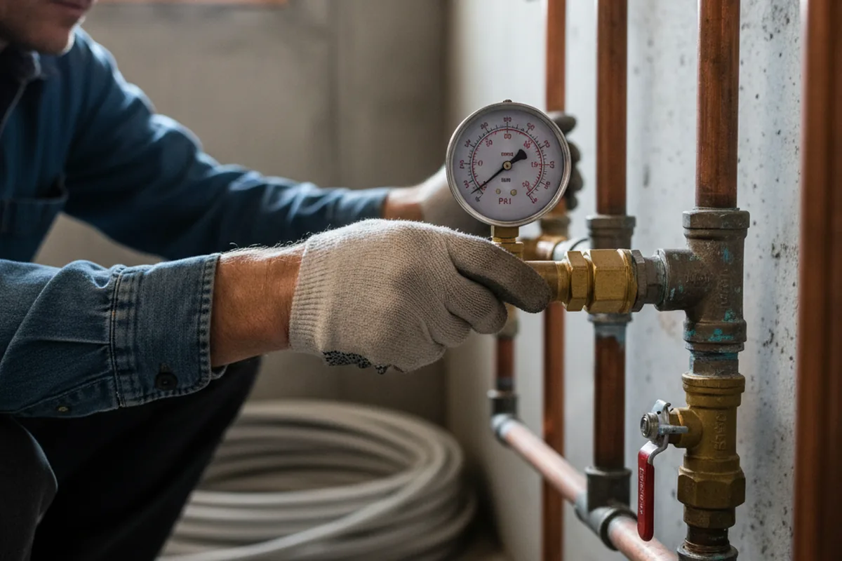 Pressure testing a repaired line during Water Line Repair in Summerhill